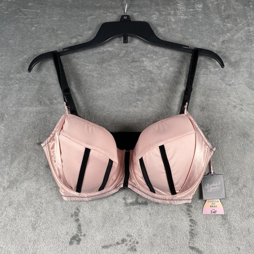 Bombshell Boudoir Balconette Bra Womens Sz‎ 34F Pink Retro Pinup Underwire NWT